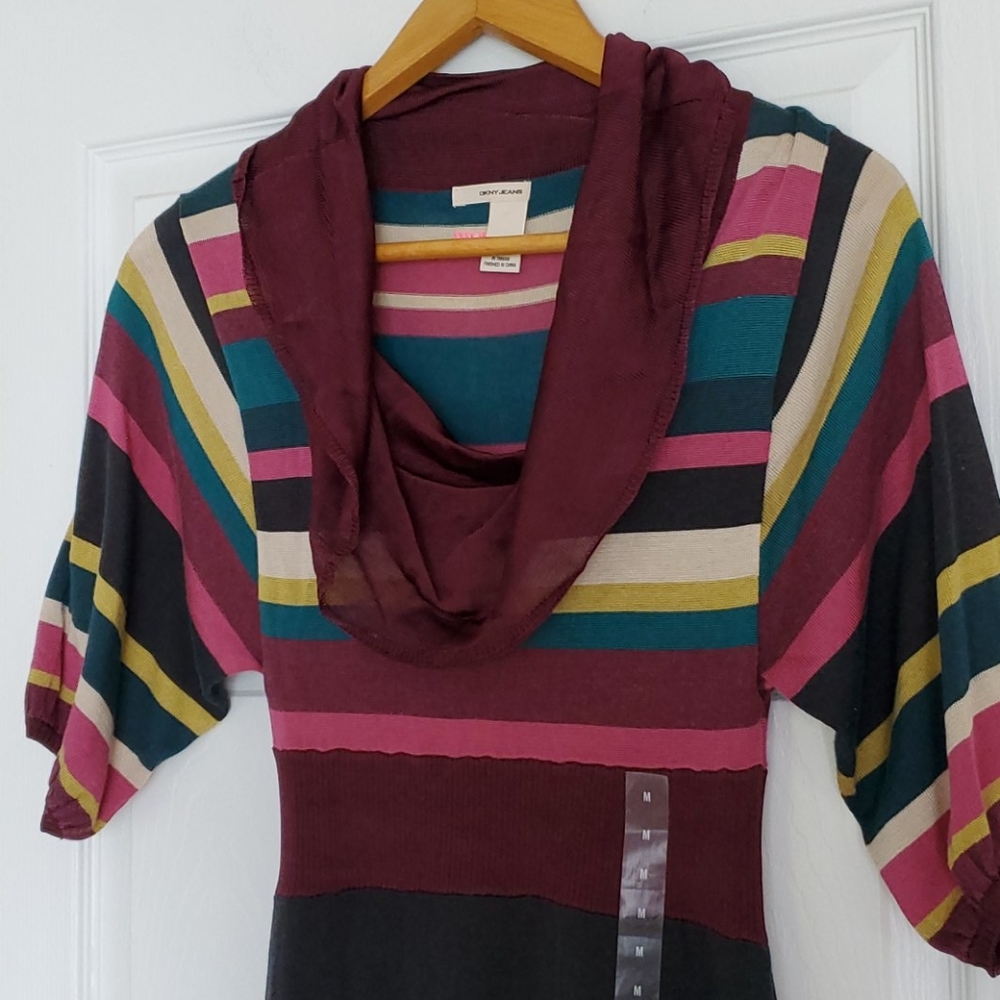 DKNY NWT striped half sleeve sweater dress M - Picture 3 of 8